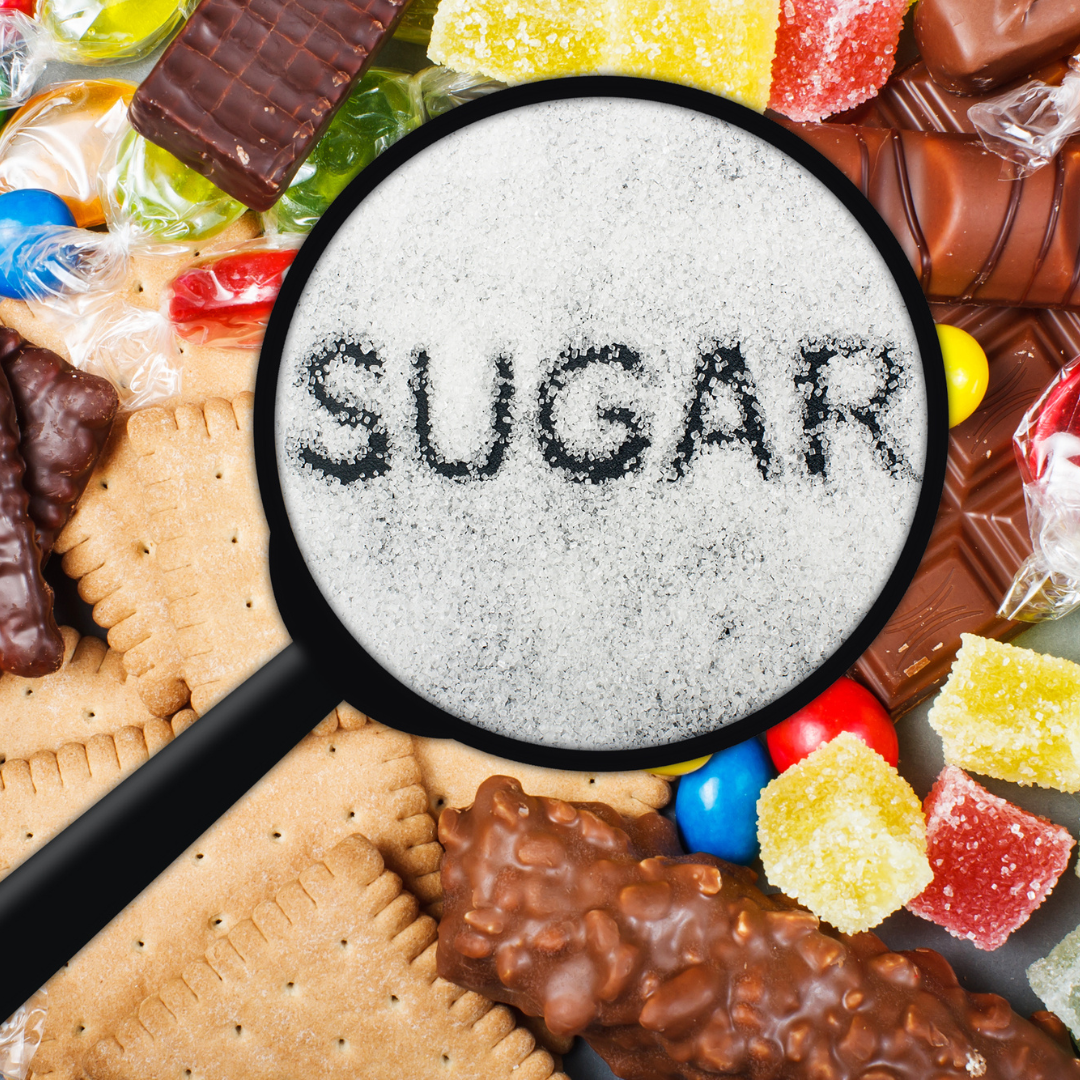 sugar under a magnifying glass