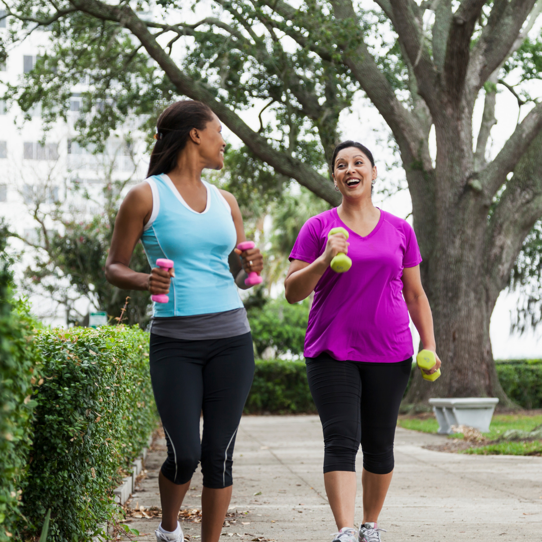 women outside walking