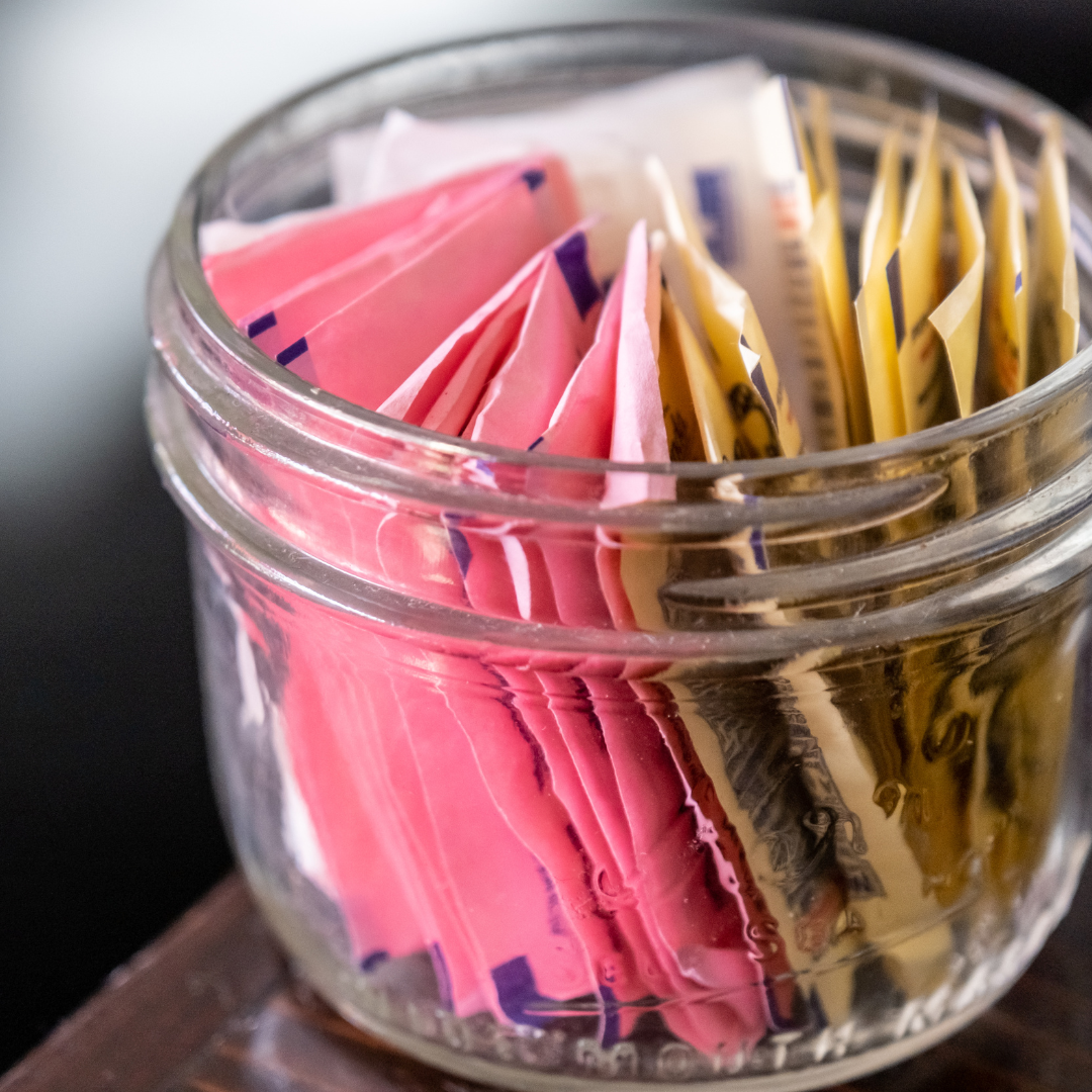 artificial sweeteners in a jar