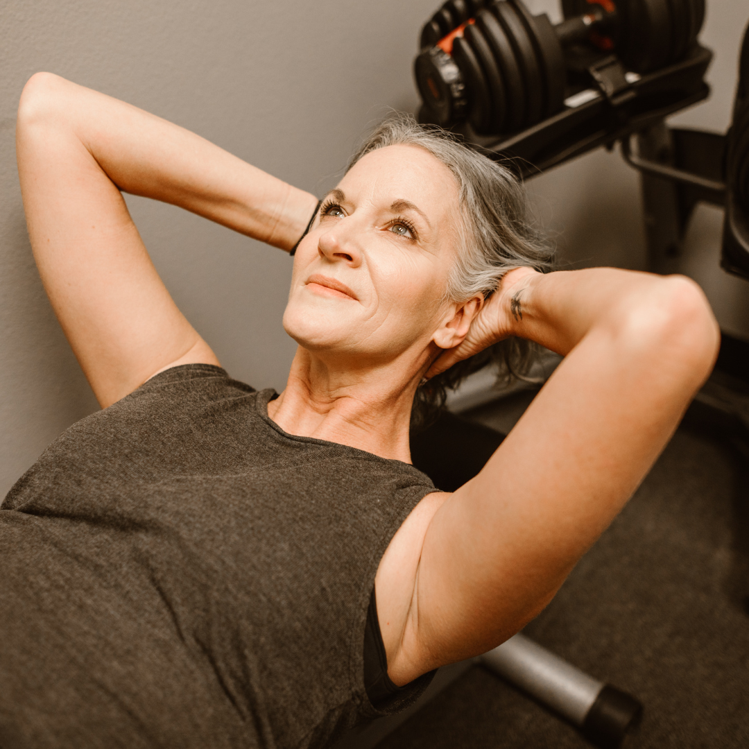 older woman in gym