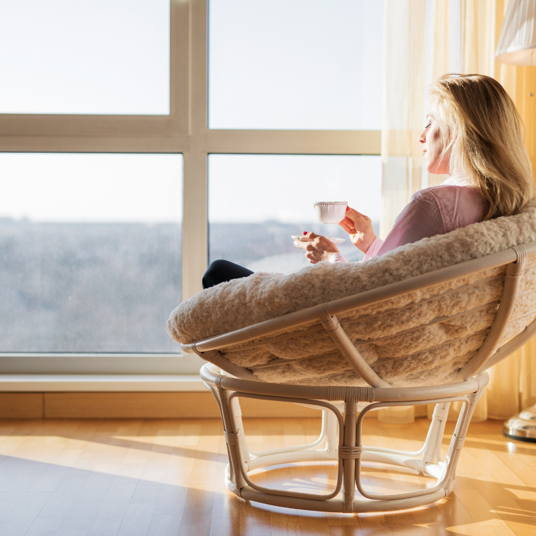 woman relaxing in chair